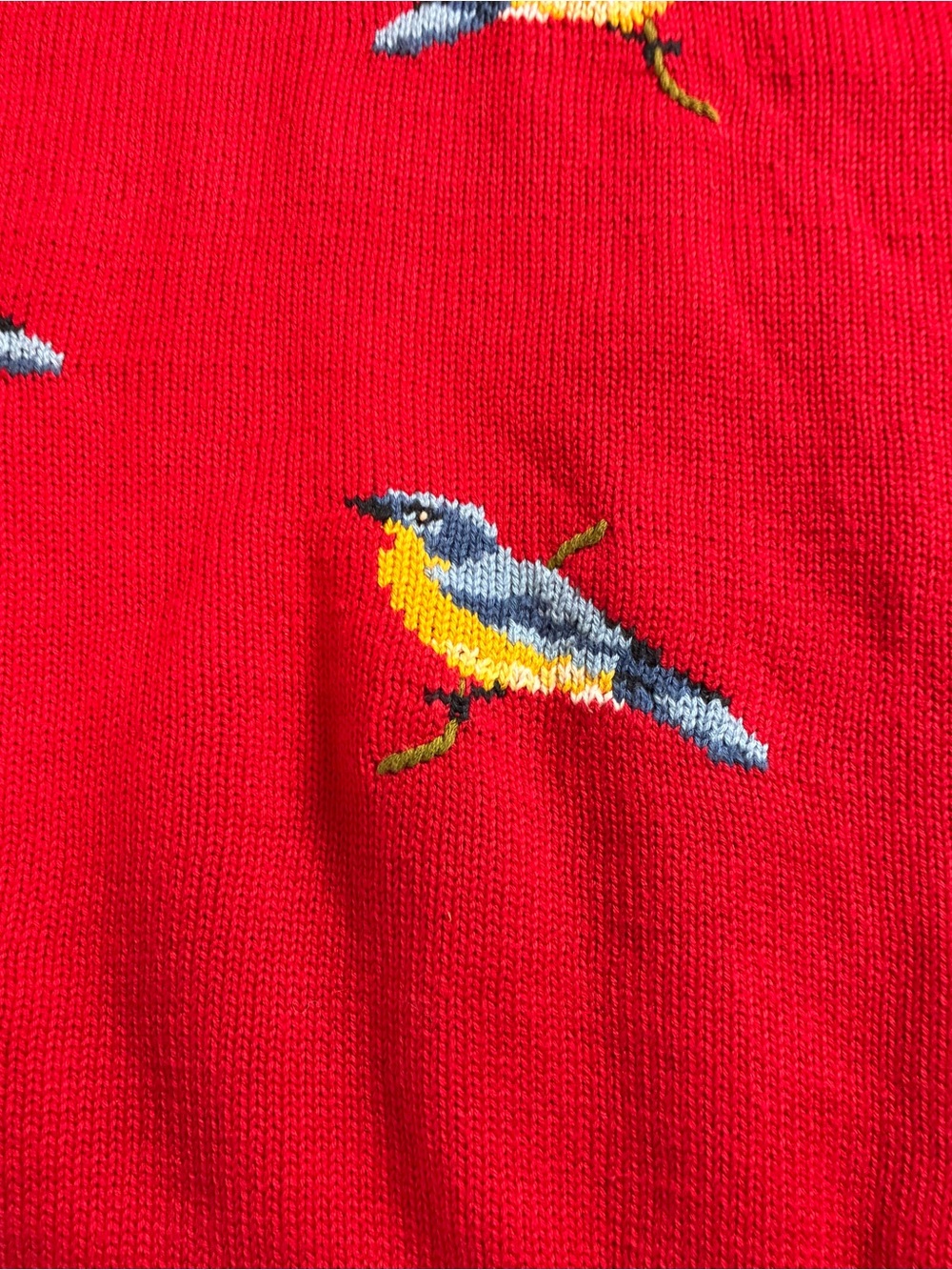 VTG 90s National Wildlife Federation Bird Sweater Cottagecore Women Medium M Red - Picture 2 of 9